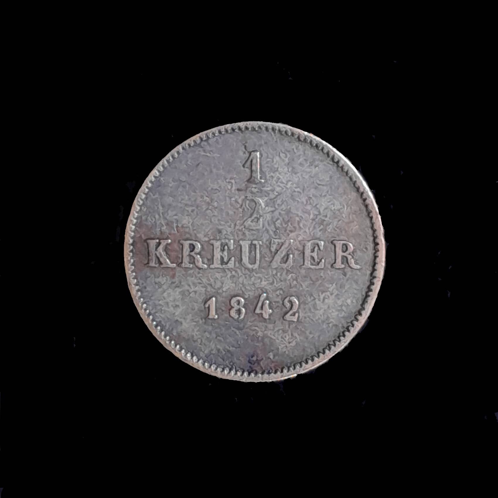 Alemania Würtemberg 1/2 Kreuzer 1842 MB KM 585
