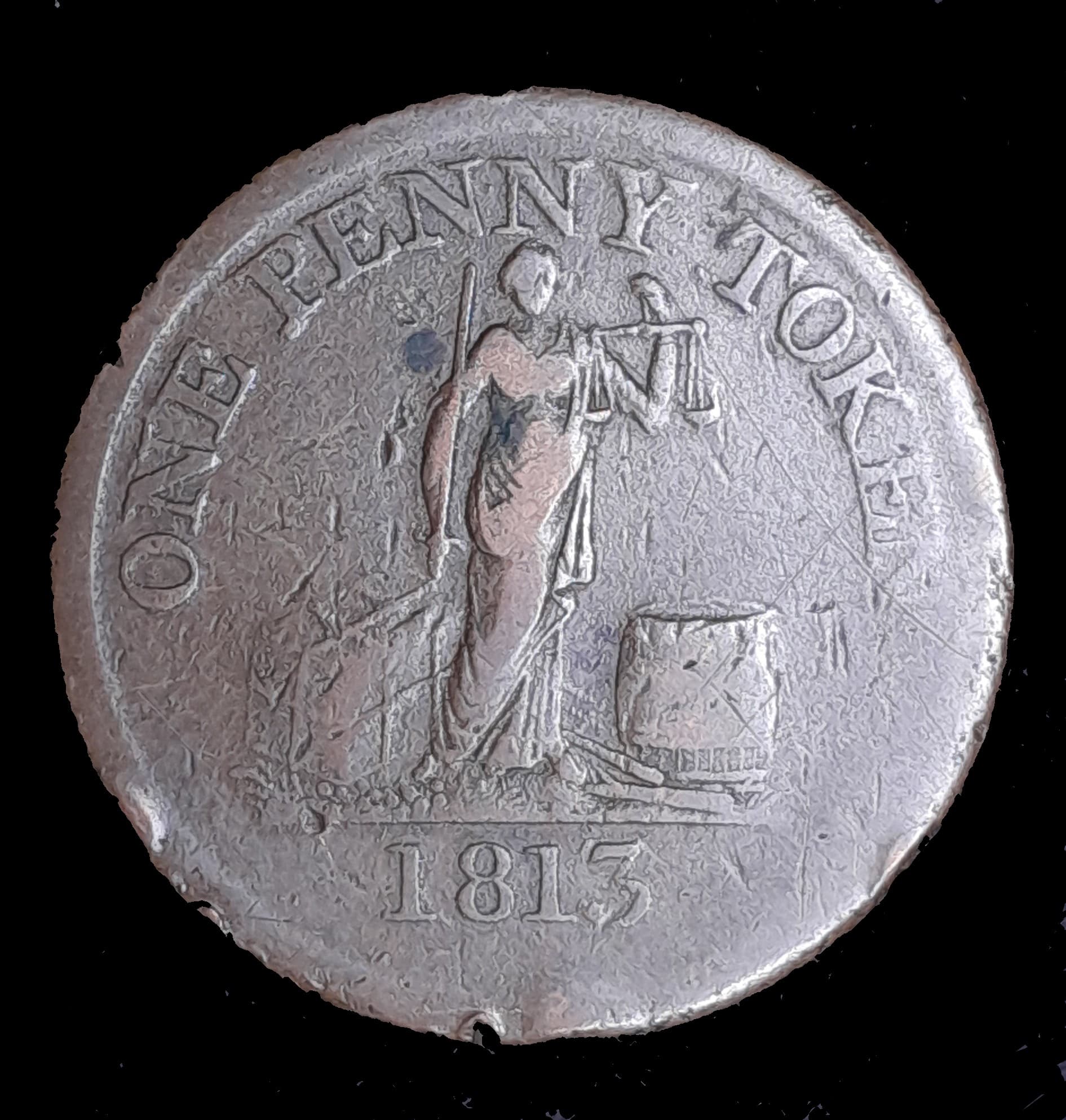 Gran Bretaña 1 Penny Token 1813 MB Phoenix Iron Works
