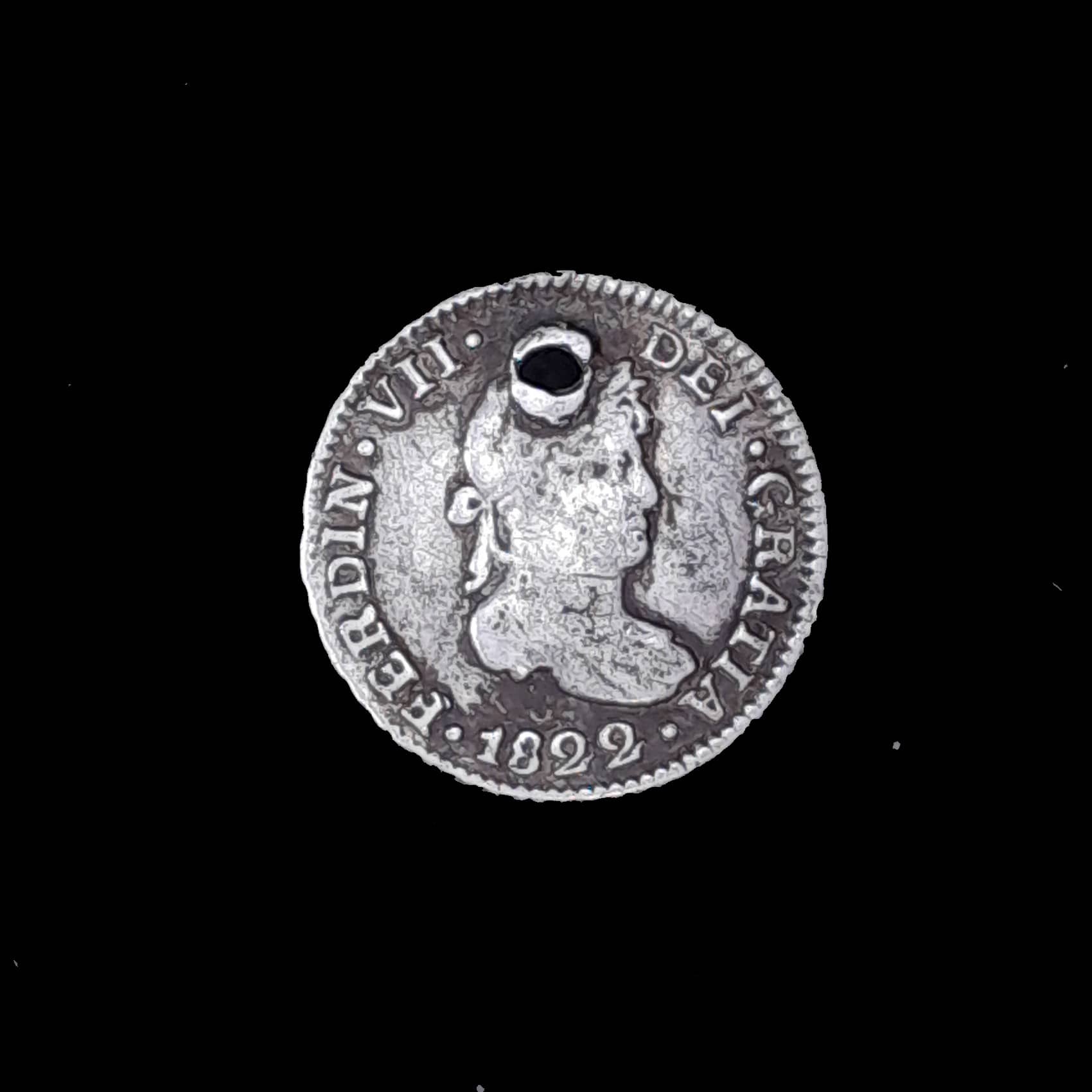 Potosí 1/2 Real 1822 PJ Regular Plata CJ 90.7 Fernando VII P