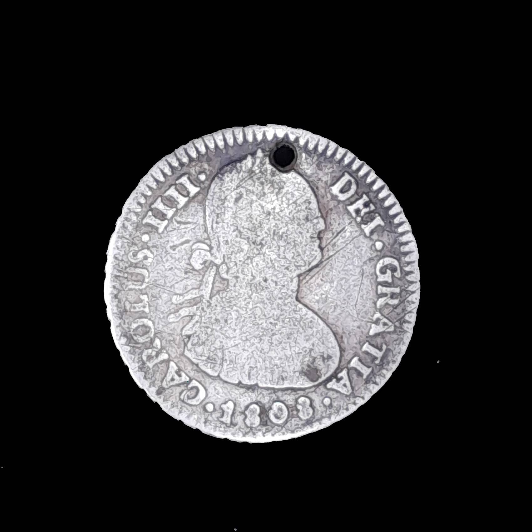 Potosí 1 Real 1808 PJ Regular Plata CJ 79.21 Carlos IV Perf.