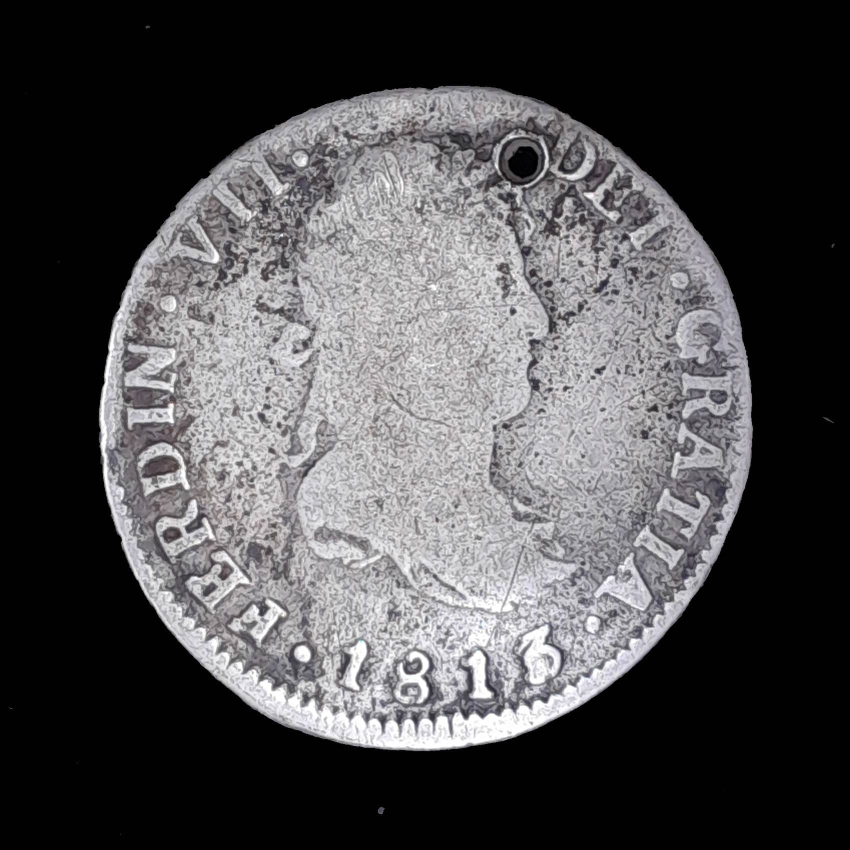 Potosí 2 Reales 1813 PJ Regular Plata CJ 88.3 Fernando VII P
