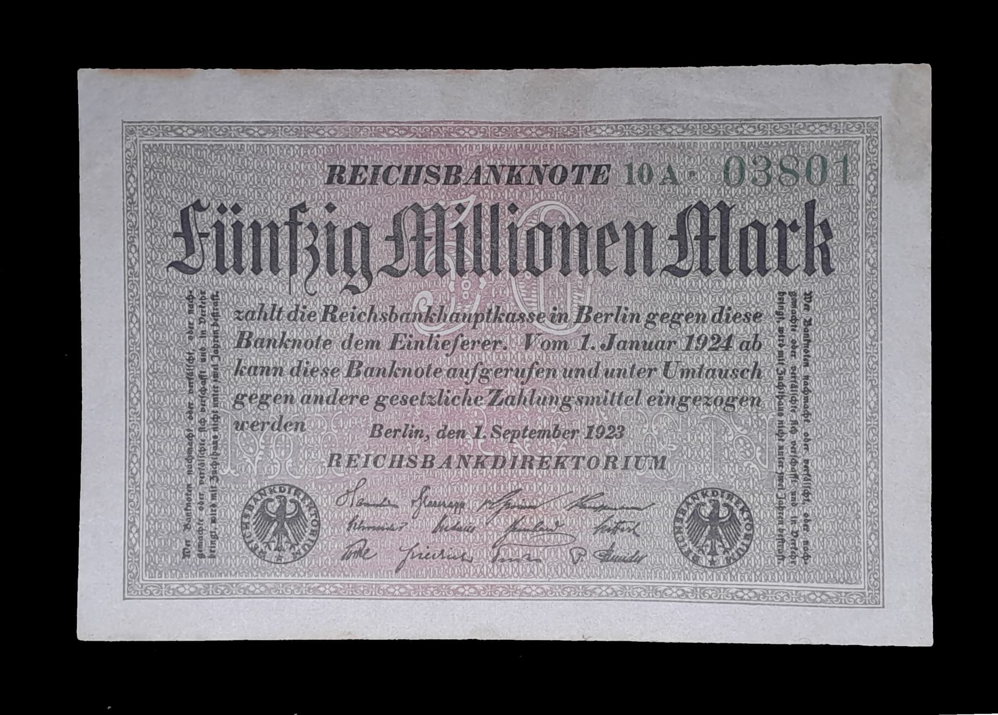 Alemania 50 Millones de Marcos 1923 MB Pick 109a Papel Gris