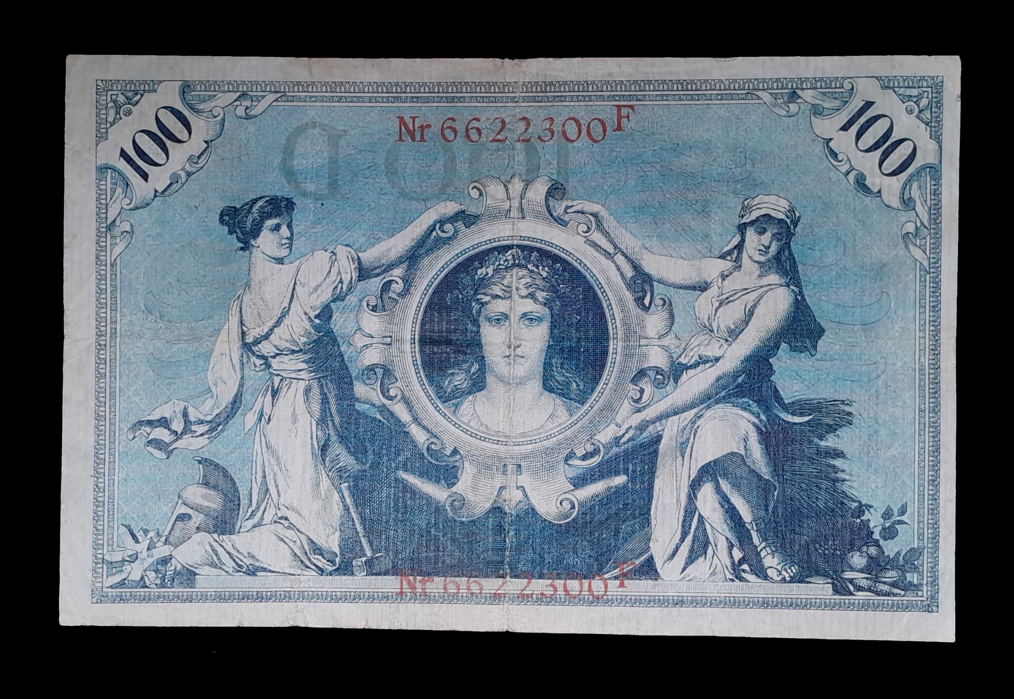 Alemania Billete 100 Marcos 1908 Bueno Pick 33b Nº Rojo 29mm