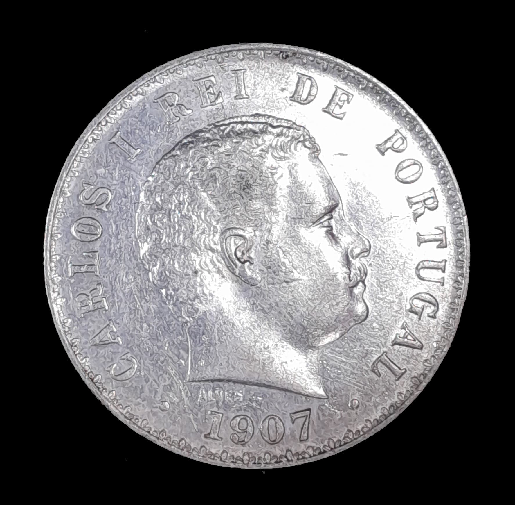 Portugal 500 Reis 1907 Excelente Plata KM 535 Carlos I