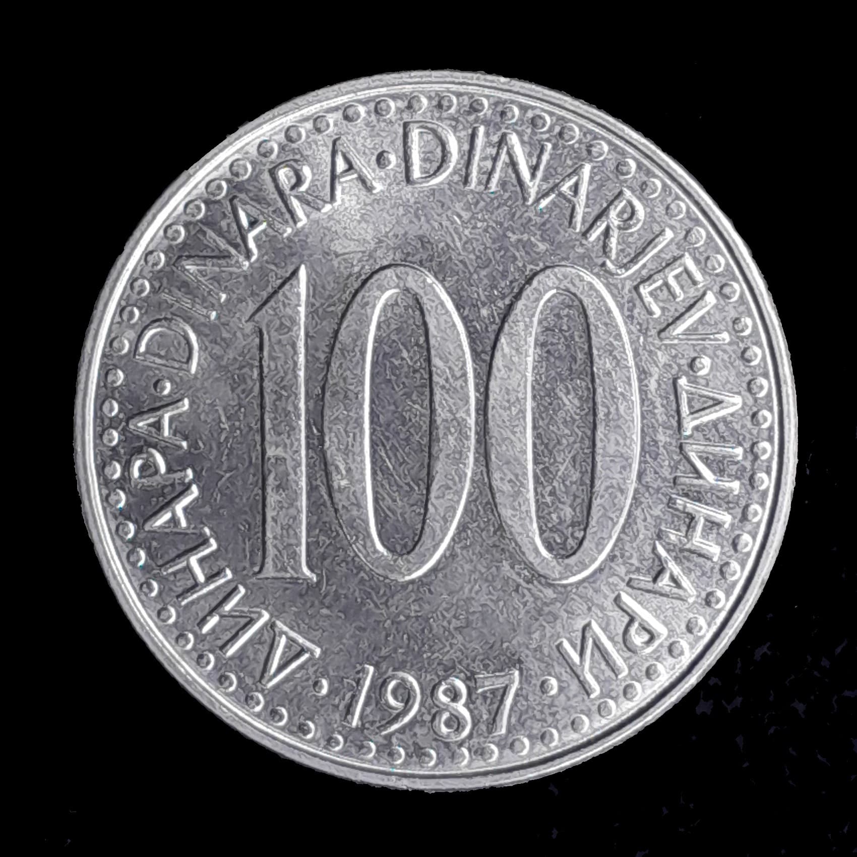 Yugoslavia 100 Dinares 1987 Sin Circular KM 114