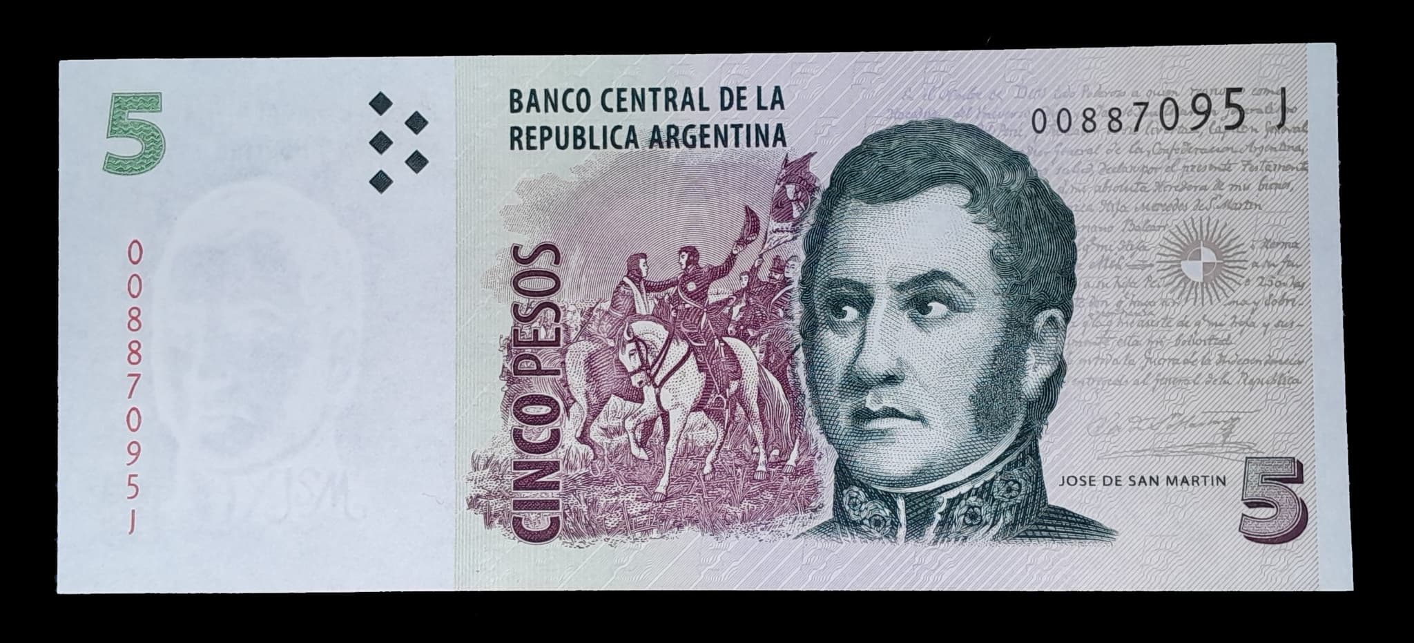 Argentina 5 Pesos Serie J 2015 Sin Circular Col. 772c