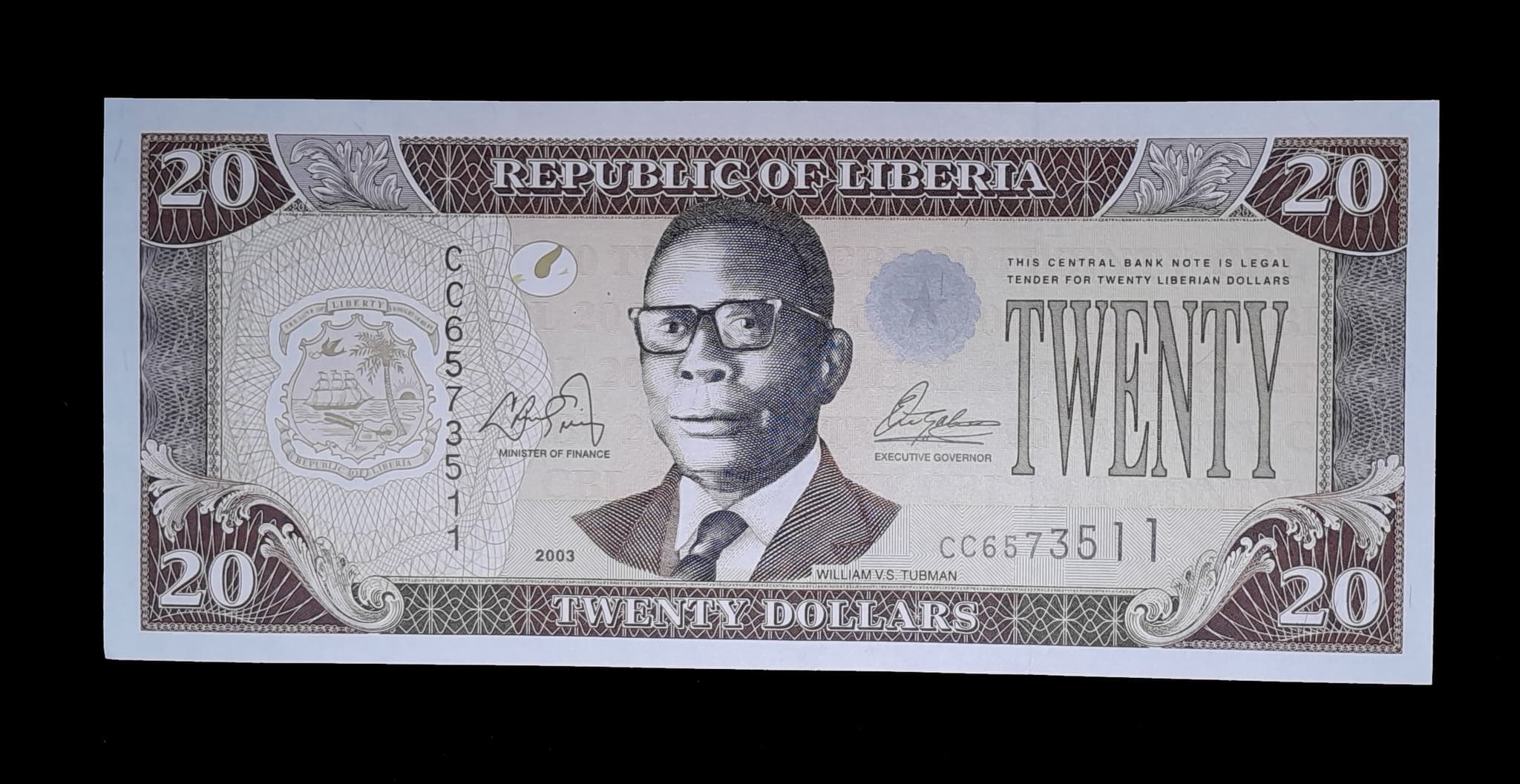 Liberia 20 Dòlares 2003 Sin Circular Pick 28a
