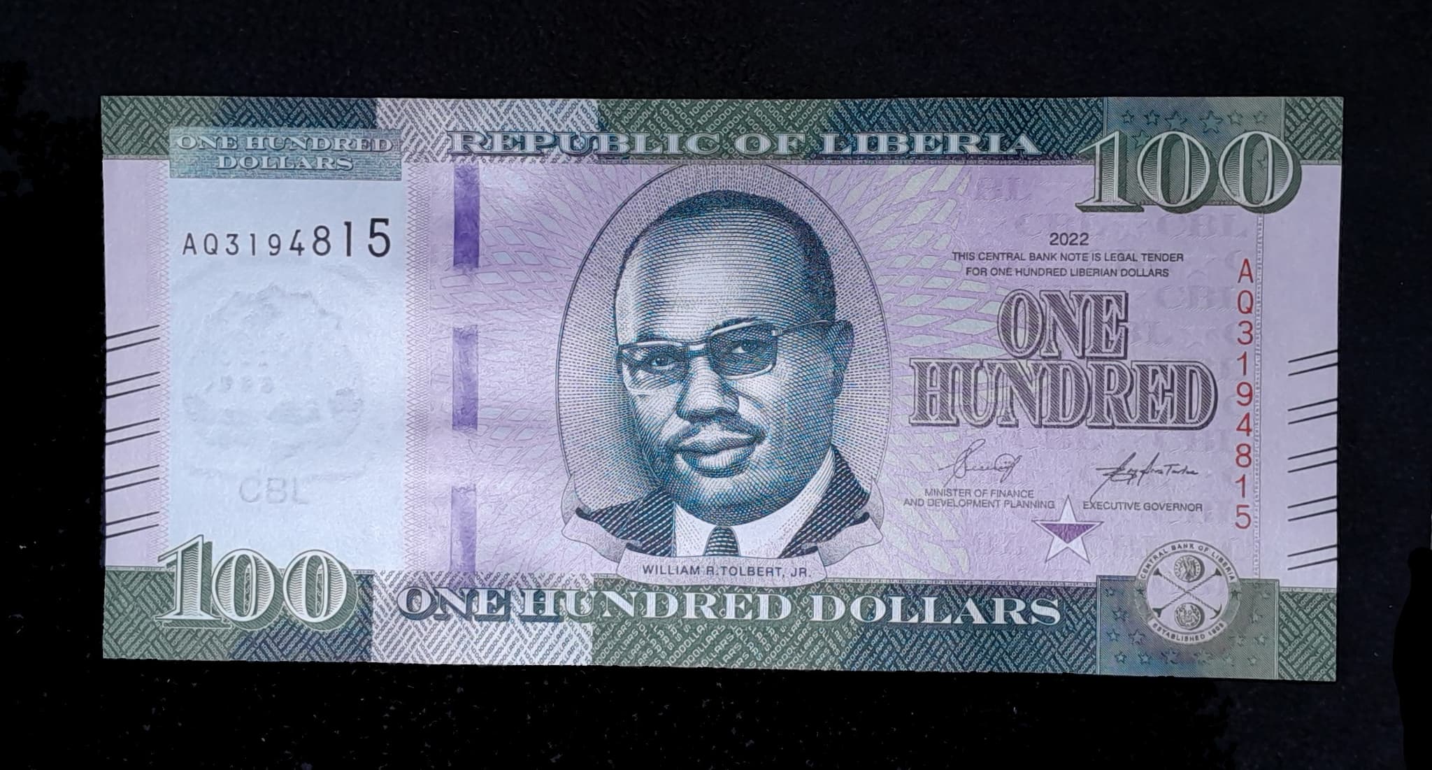 Liberia 100 Dólares 2022 Sin Circular TBB 319