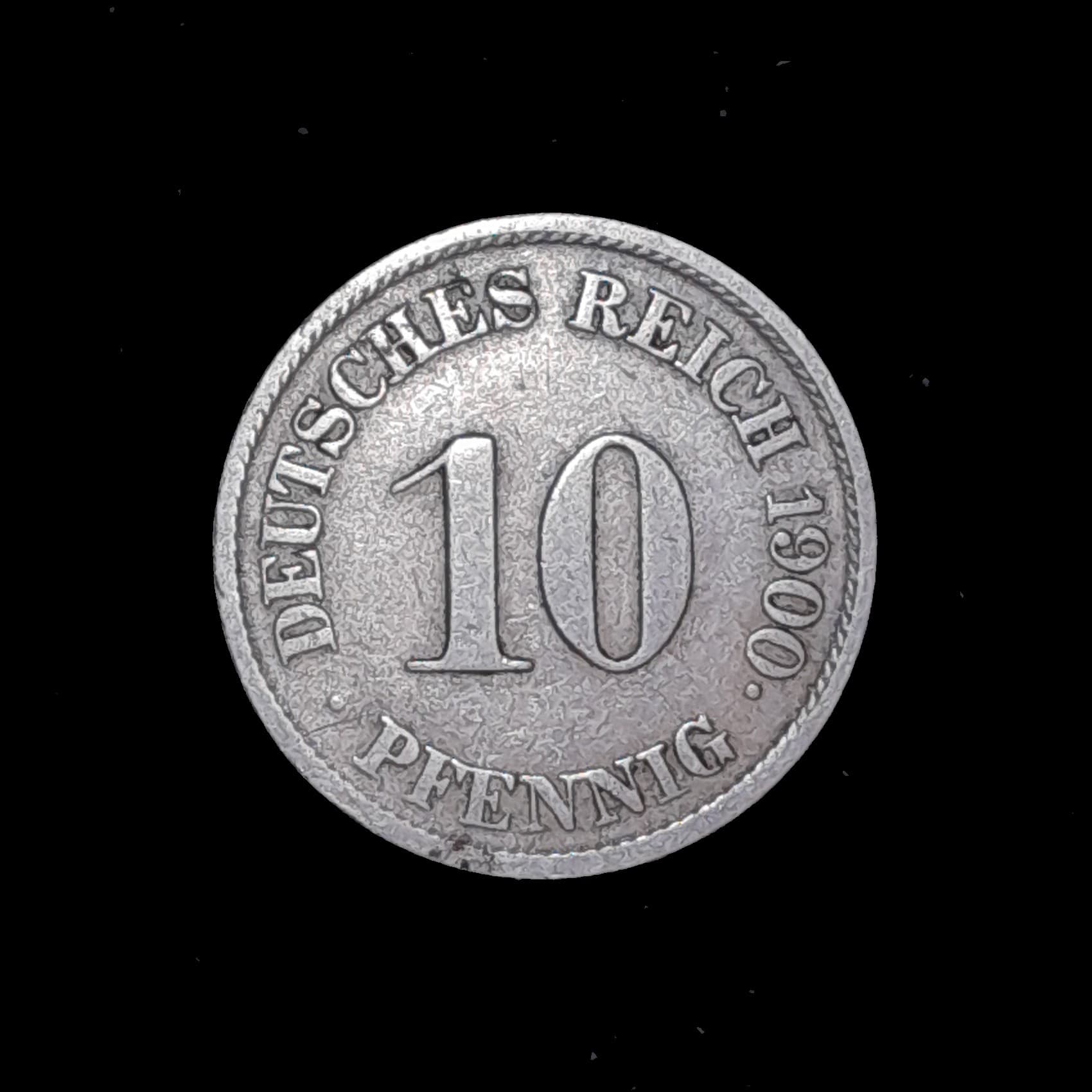 Alemania Imperio 10 Pfennig 1900 J Muy Bueno KM 12