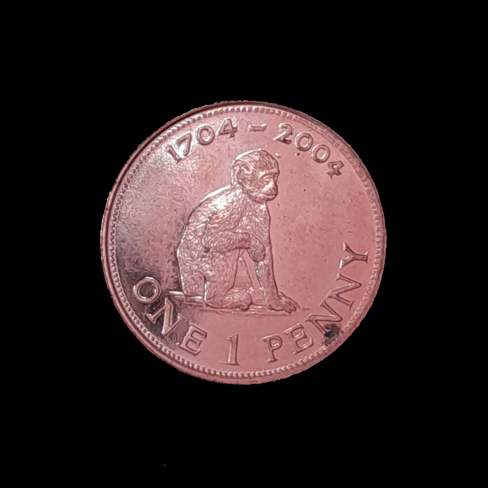 Gibraltar 1 Penny 2004 Exc KM 1046 Macaco de Berbería