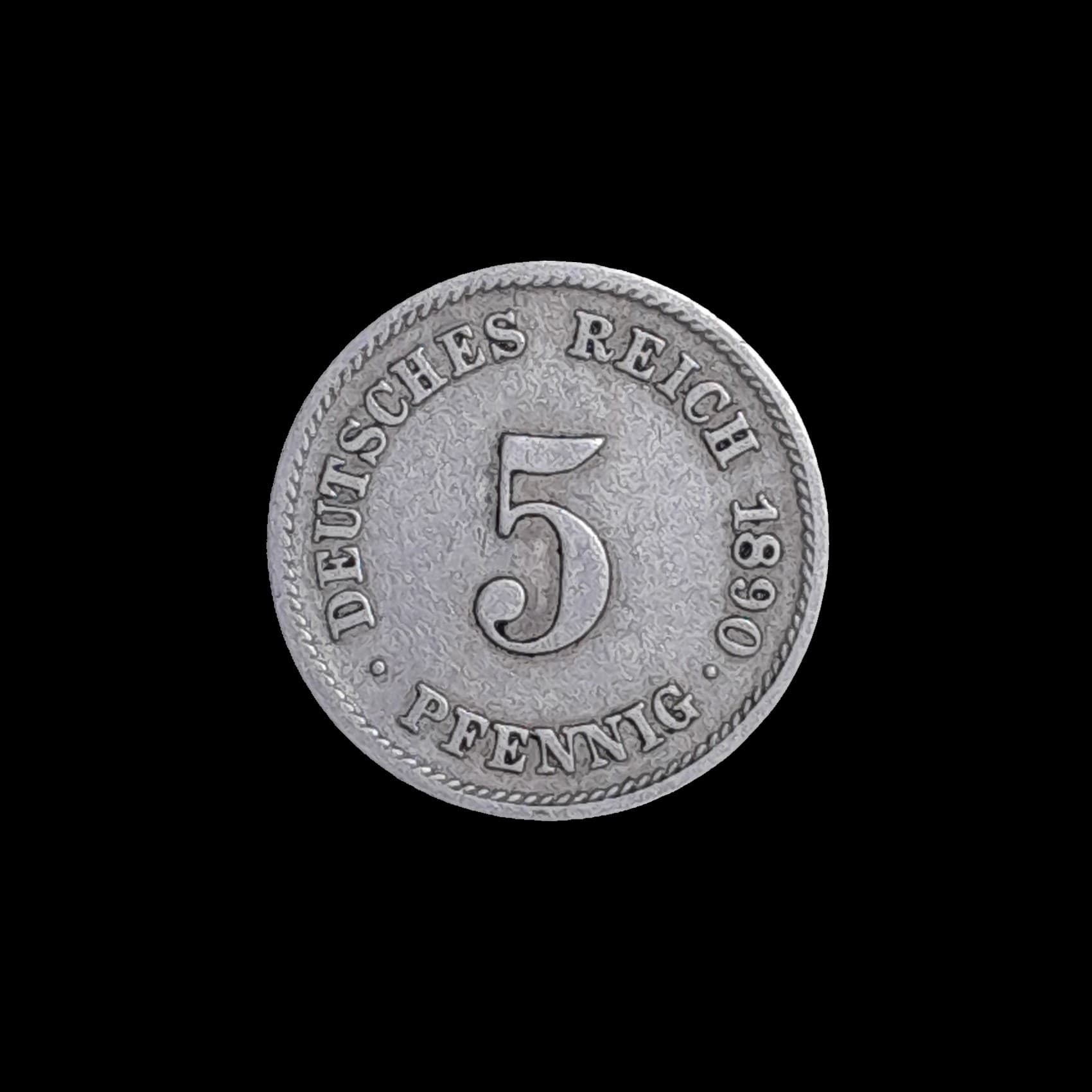 Alemania Imperio 5 Pfennig 1890 J Muy Bueno KM 11
