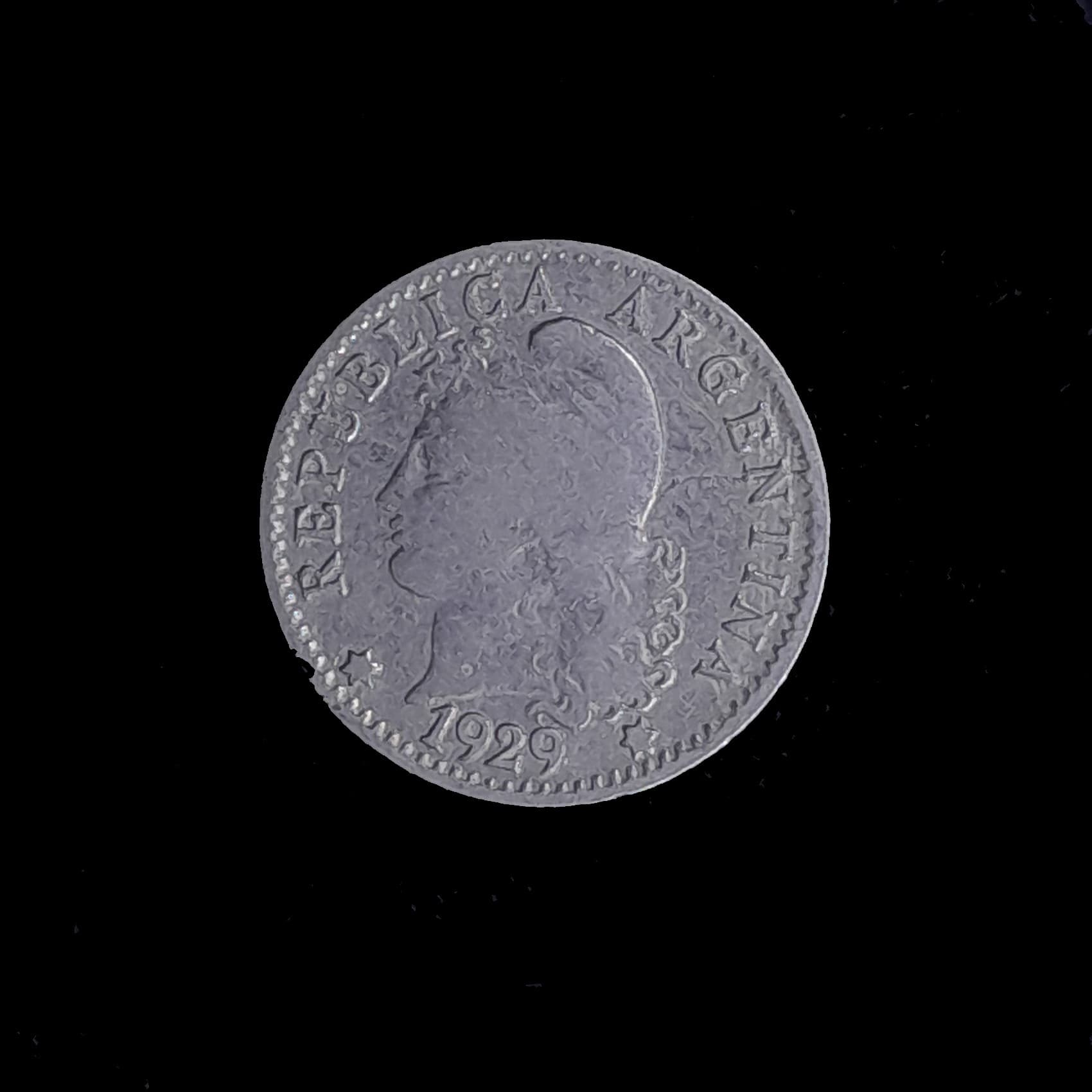 Argentina 5 Centavos 1929 Muy Bueno CJ 160 Cuño partido