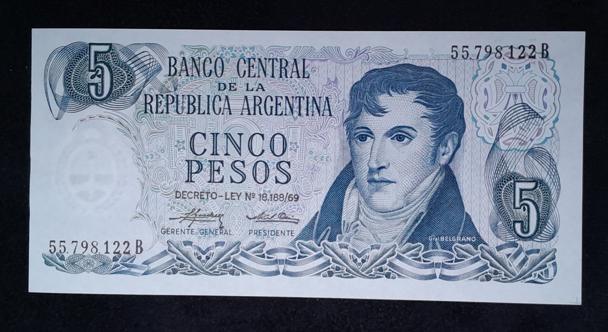 Argentina 5 Pesos Ley 1975 Serie B SC Col. 610b