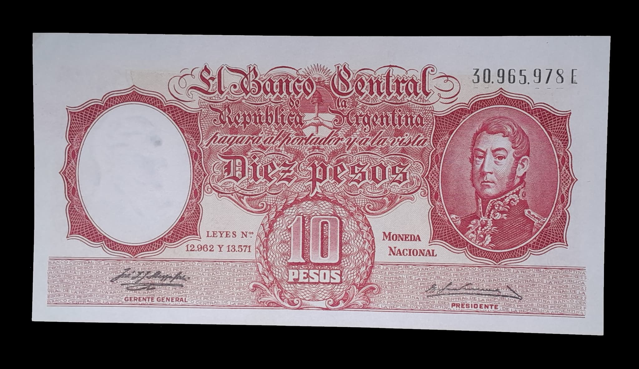 Argentina 10 Pesos Mon. Nac. 1958 Serie E Exc Col. 461e