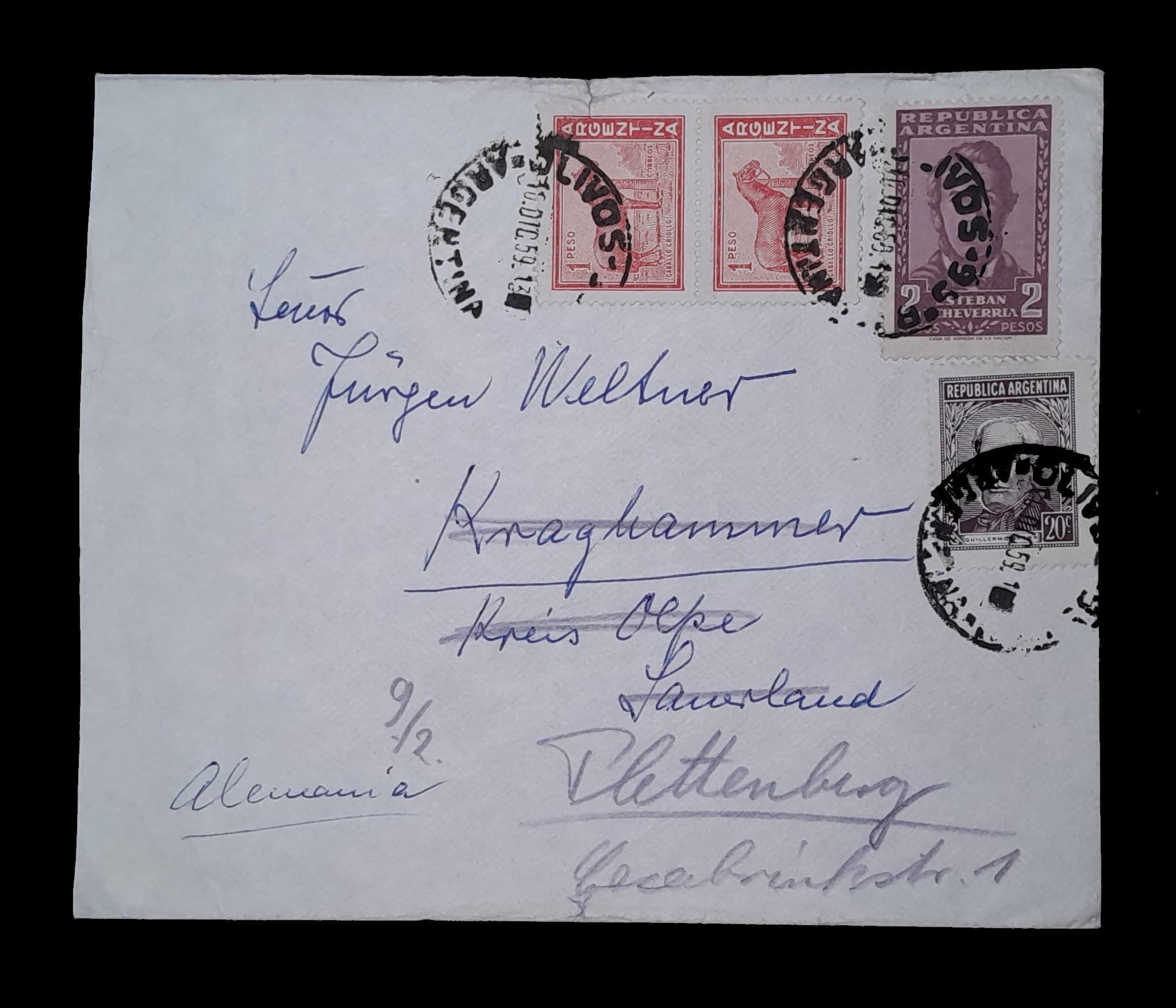 Argentina Sobre circulado a Alemania 1959