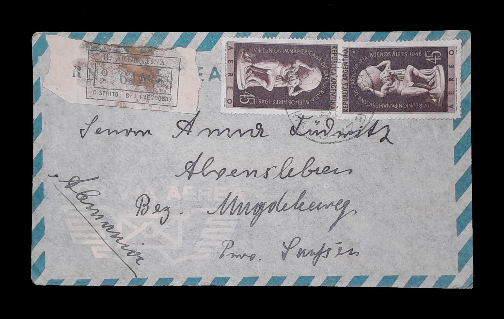 Argentina Sobre circulado a Alemania 1949