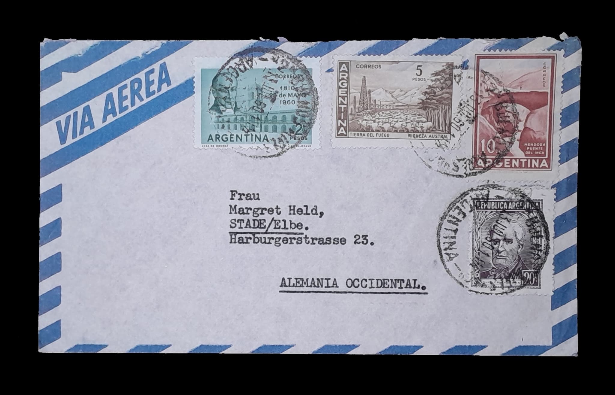 Argentina Sobre Aèreo circulado a Alemania Occidental 1960