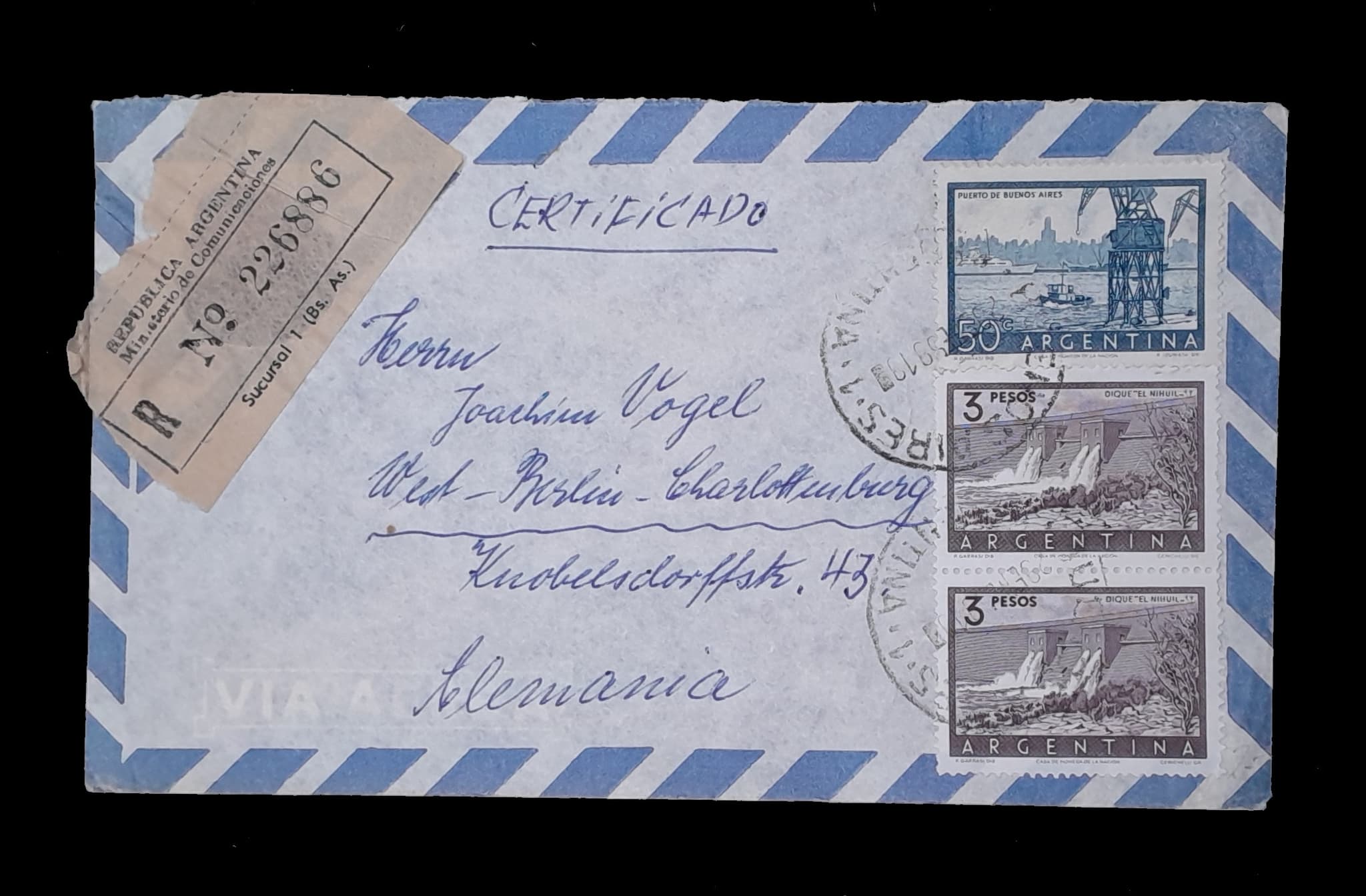 Argentina Sobre circulado a Alemania 1959