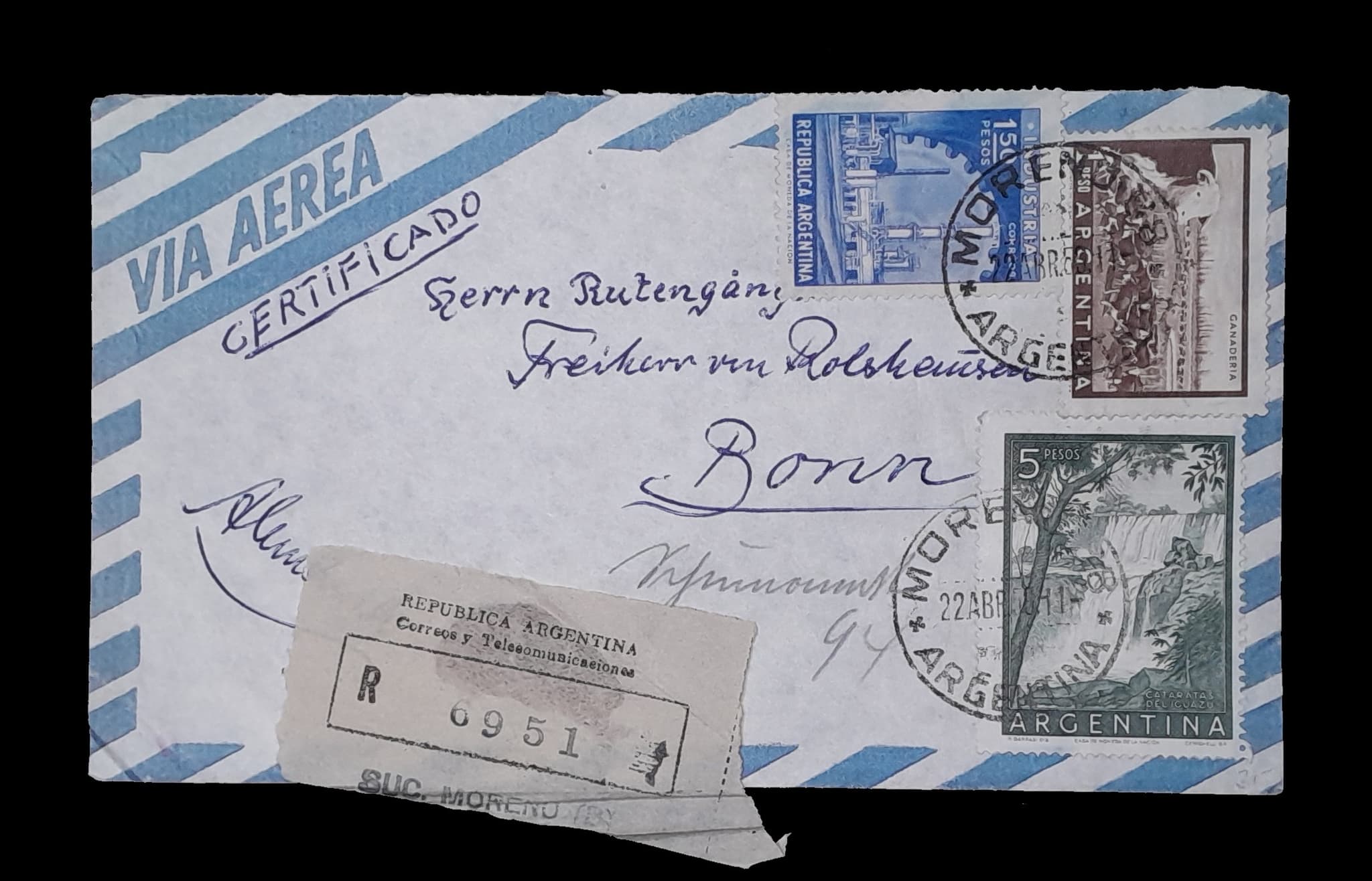 Argentina Sobre Aéreo circulado a Alemania 1959