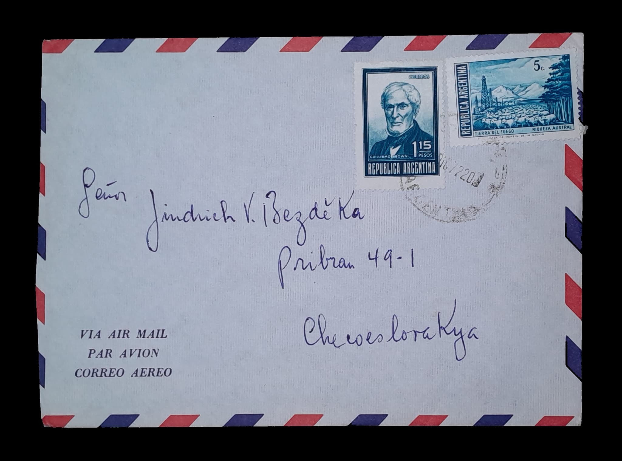 Argentina Sobre Aéreo circulado a Checoslovaquia 1972