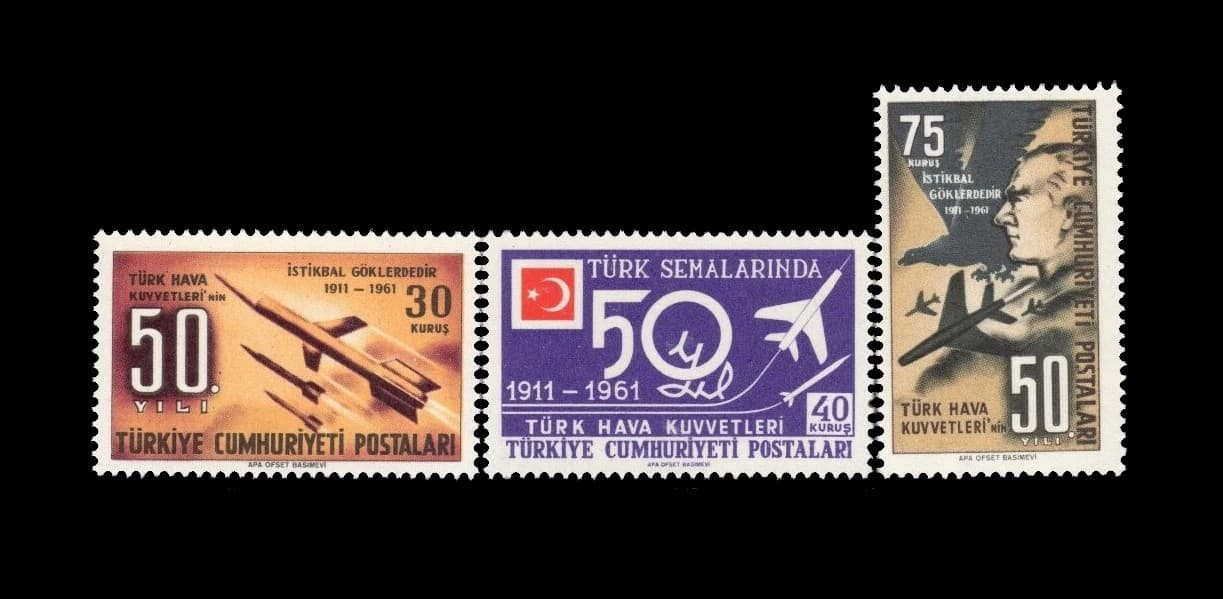 Turquia 1961 50 Años Aviación Militar Nv. Yv. 1591/93