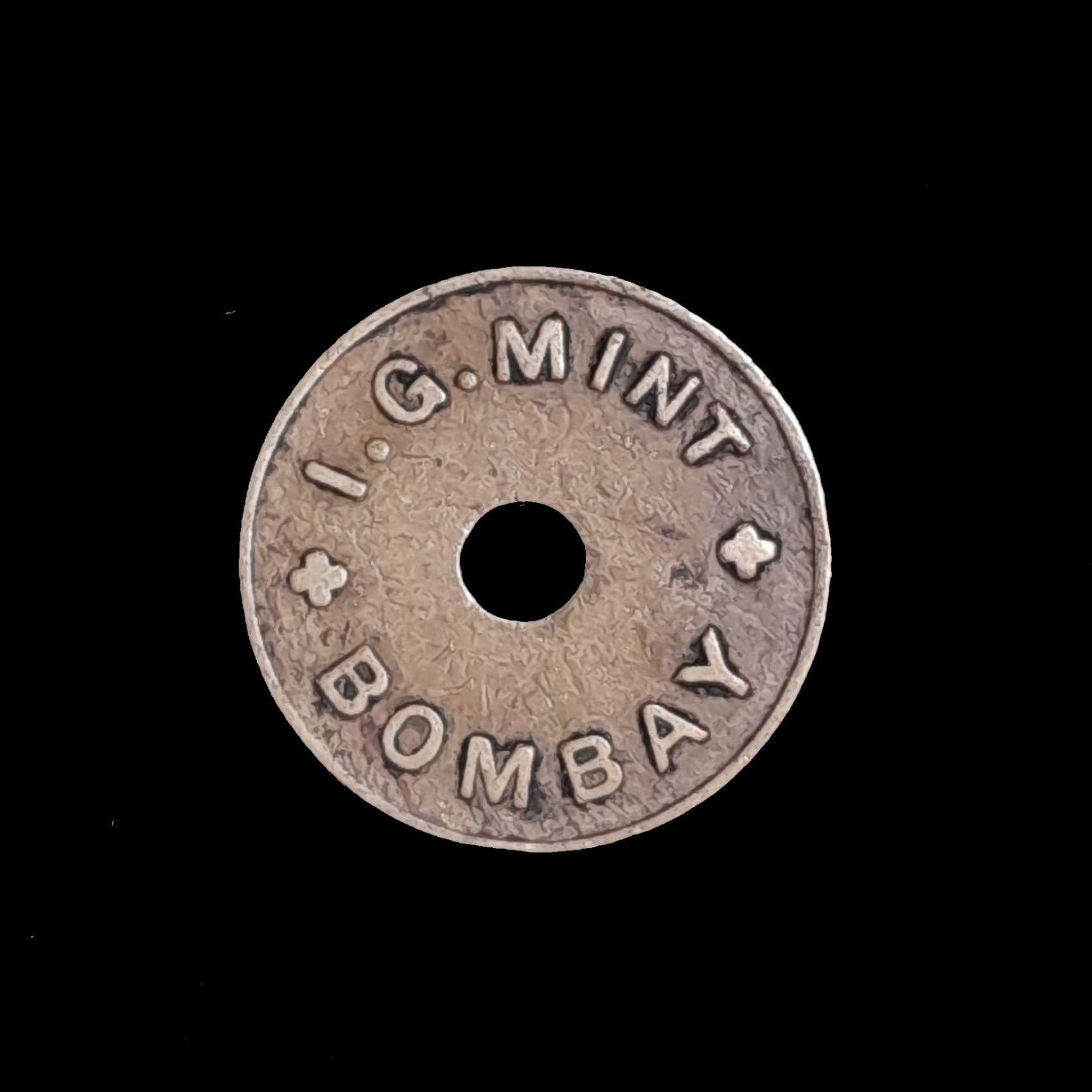 India Ficha de Cantina Casa de Moneda De Bombay 1940/50