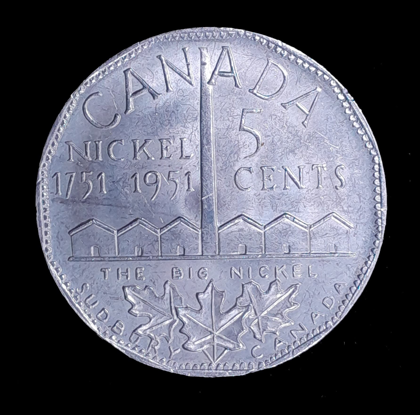 Canadá Medalla 1951 5 Cents Níquel Bicentenario