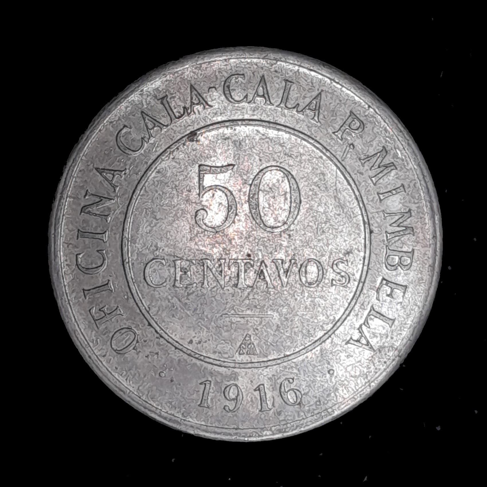 Chile Ficha Compañía Salitrera de Pablo Mimbela Oficina Cala Cala 50 Centavos 1916