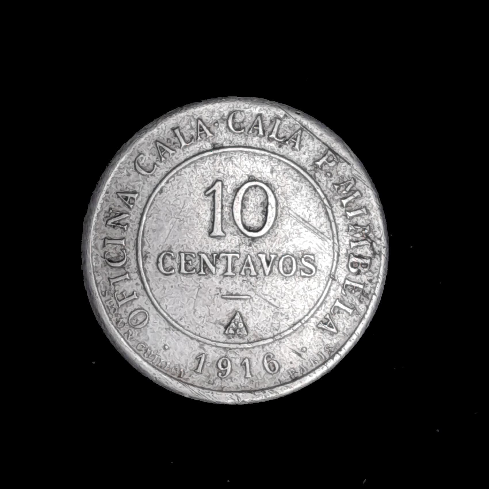 Chile Ficha Compañía Salitrera de Pablo Mimbela Oficina Cala Cala 10 Centavos 1916