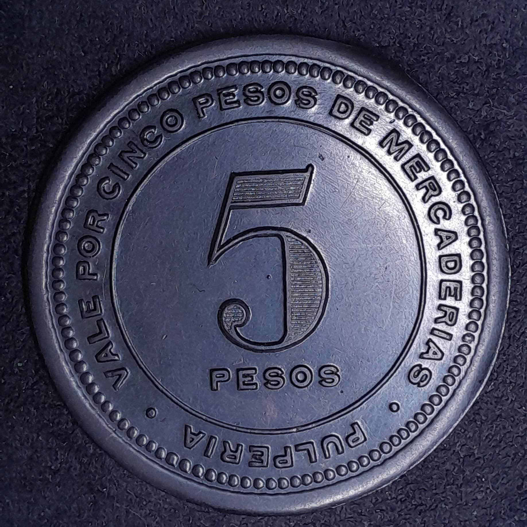 Chile Ficha Collahuasi La Grande 5 Pesos Evonita negra