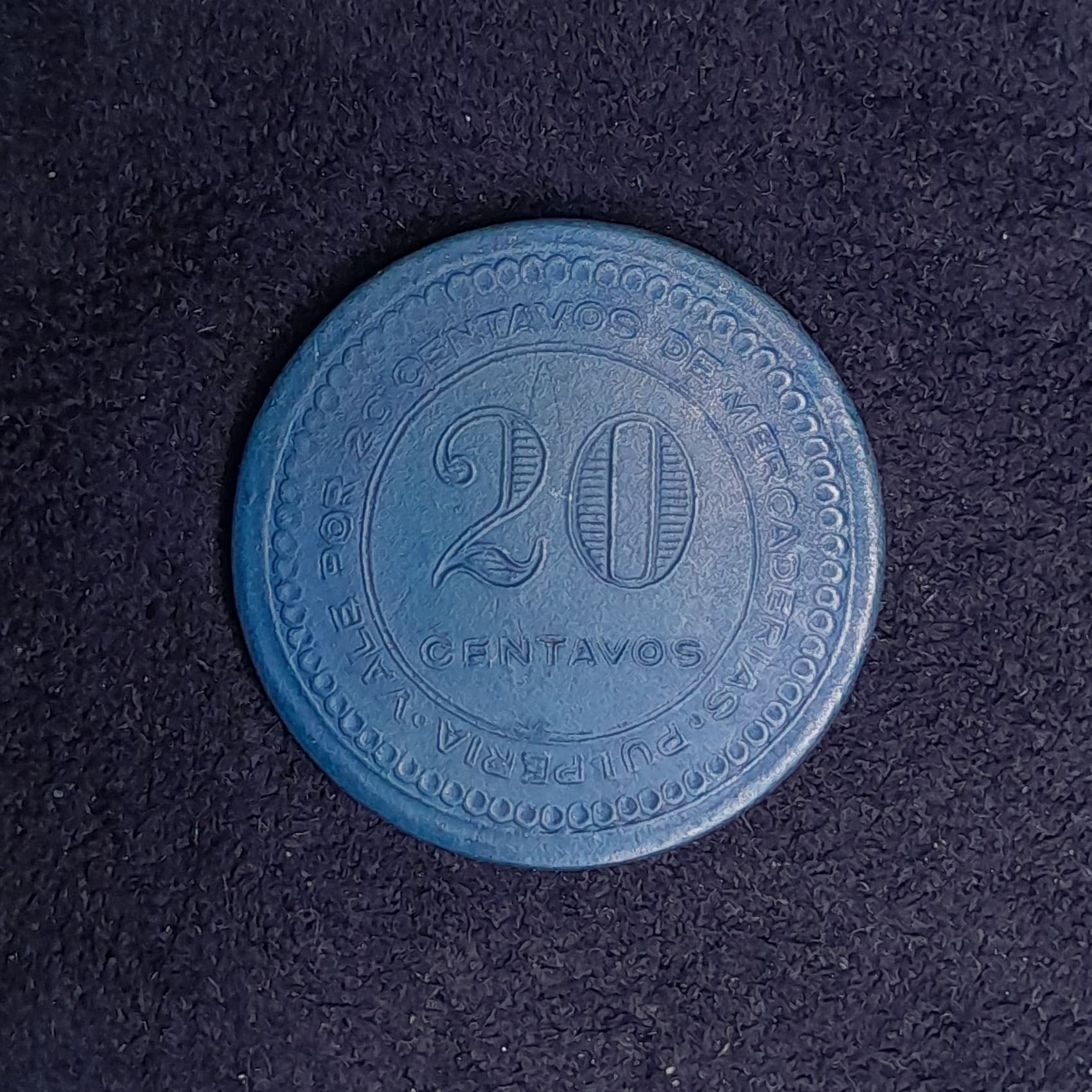 Chile Ficha Collahuasi La Grande 20 Centavos Evonita azul
