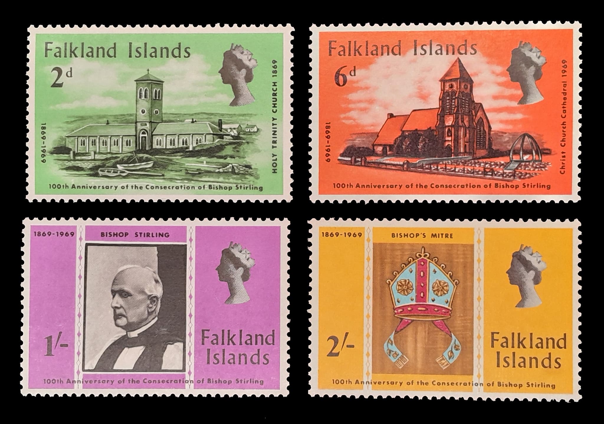 Islas Malvinas 1969 100 Años Servicio Religioso Mint. Yv. 178/81