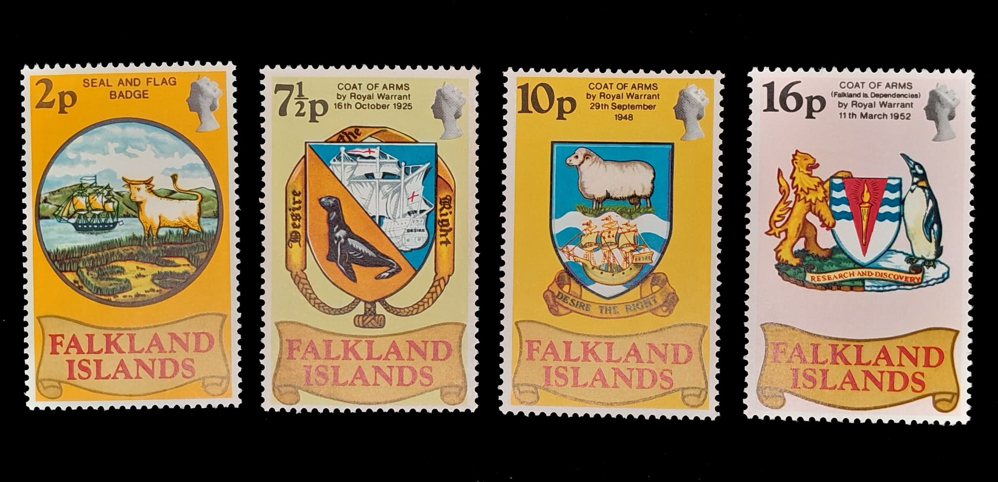 islas malvinas 1975 50 Años del Escudo Colonial Mint. Yv. 235/38