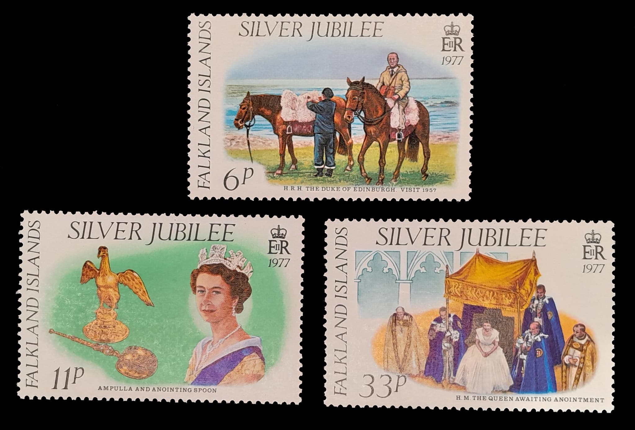 Islas Malvinas 1977 25 Años de Reinado Elizabeth II Mint. Yv. 248/50
