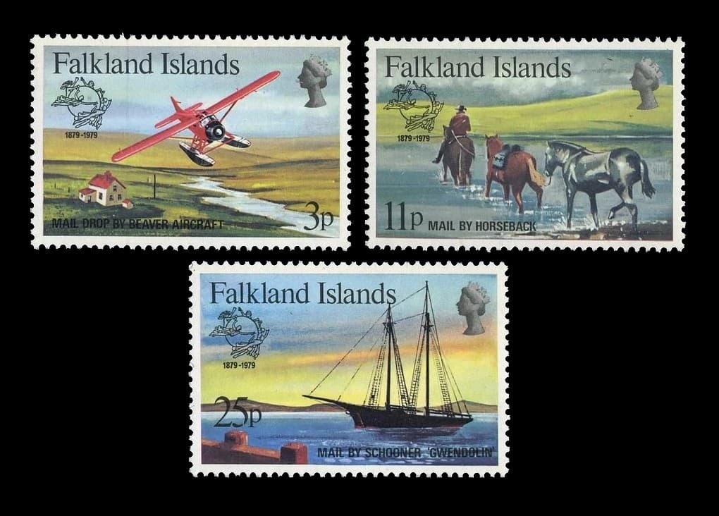 Islas Malvinas 1979 100 Años de la Union Postal Nv. Yv. 290/92