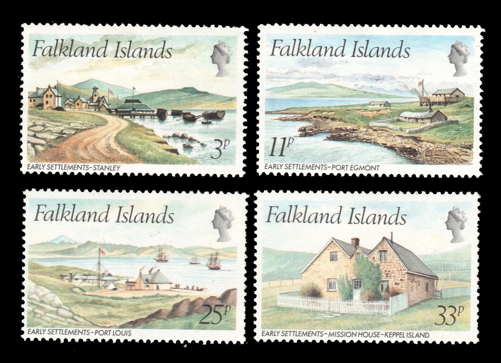 Islas Malvinas 1980 Primeros Establecimientos Nv. Yv. 310/13