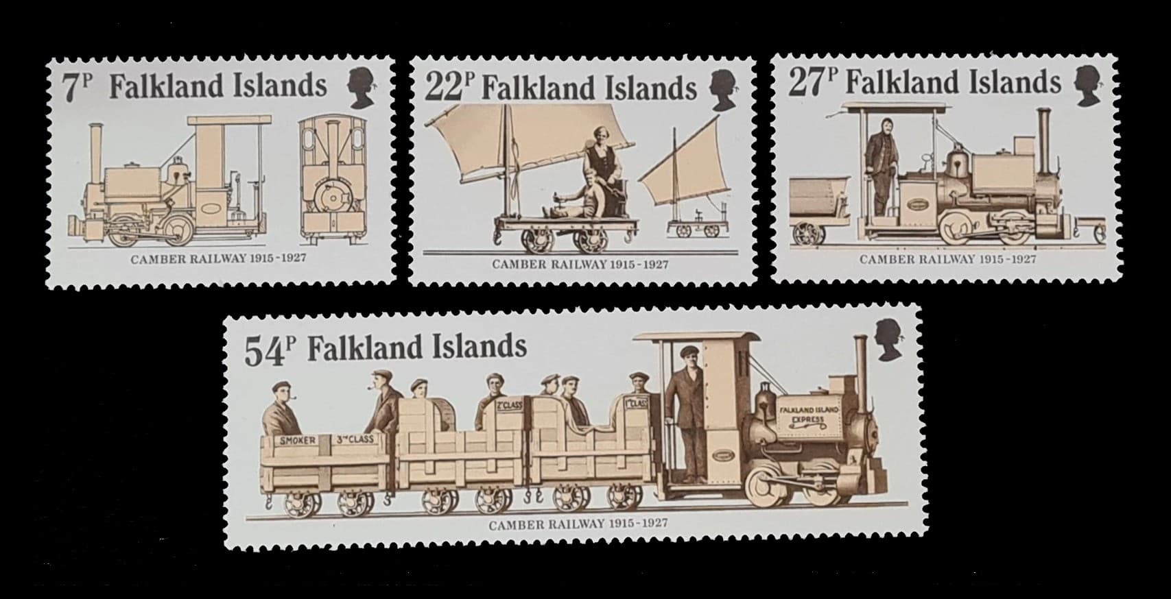 Islas malvinas 1985 Historia del Ferrocarril Nv. Yv. 432/35