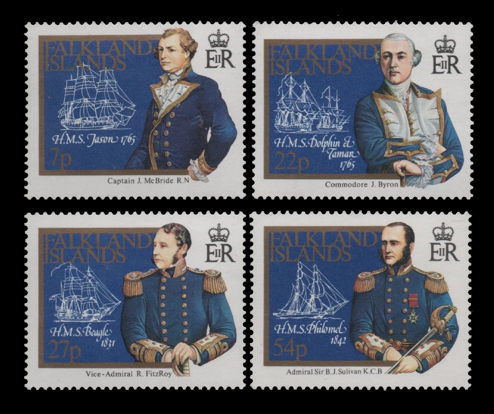 Islas Malvinas 1985 Precursores de la Cartografía Marina Nv. Yv. 444/47
